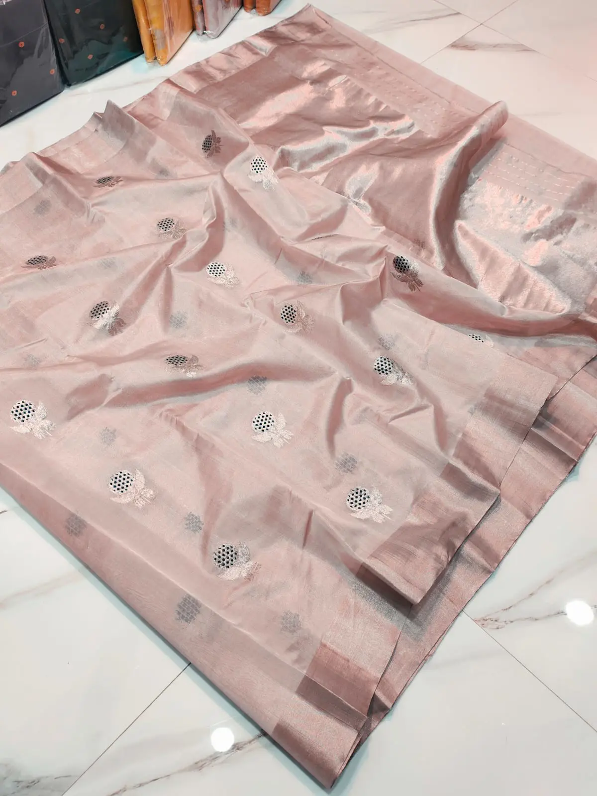 Blushing Rose Gold Pattu Silk Saree