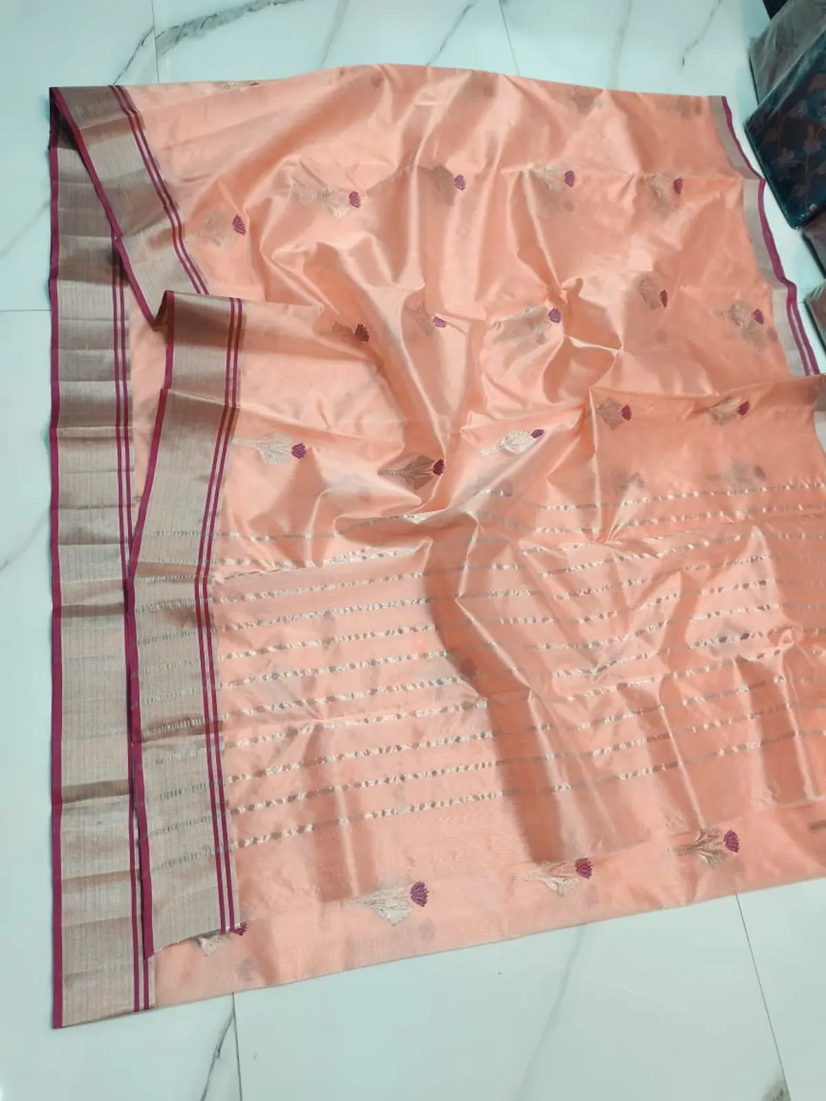 Roseate Glow with Fuschia Accents Pattu Silk Saree - Handloom Chanderi Saree
