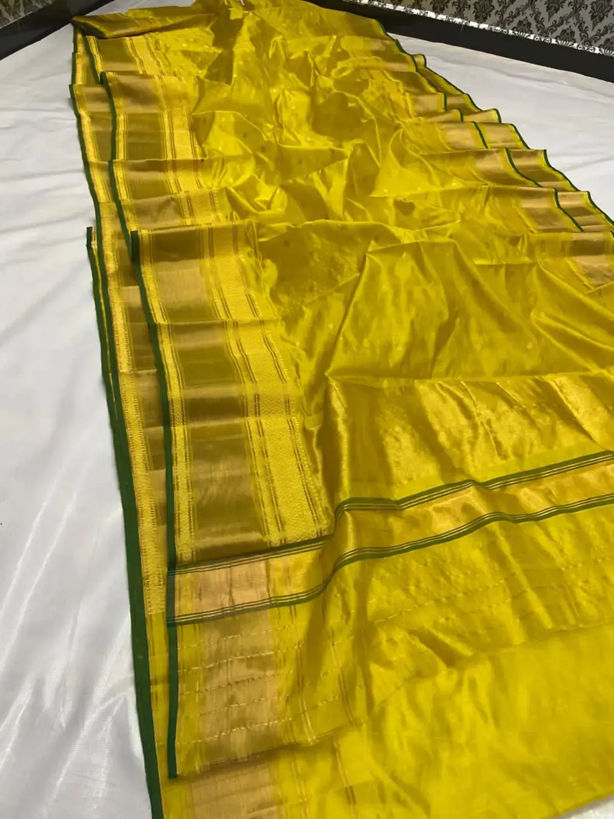 Vibrant Marigold with Subtle Gold Buti Pattu Silk - Handloom Chanderi Saree